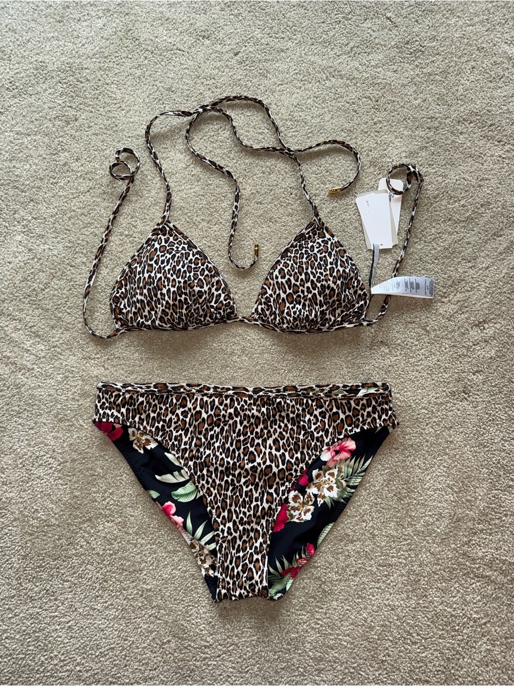 Reversible Tommy Bahama Black Floral & Leopard Print Bikini - Picture 3 of 3